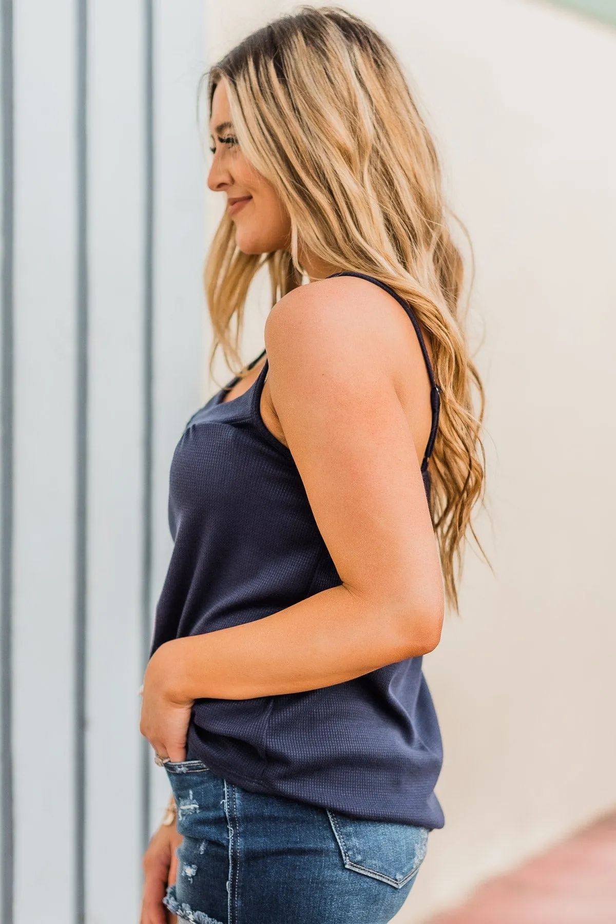 Hopelessly Yours Knit Tank Top- Navy