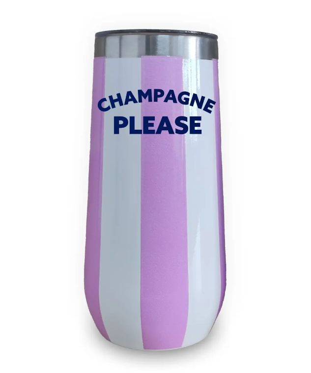 Insulated Striped Champagne Tumbler - Champagne Please