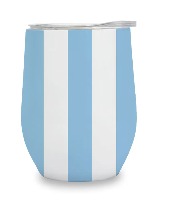 Insulated Wine Tumbler - Cabana Stripe Blue/White