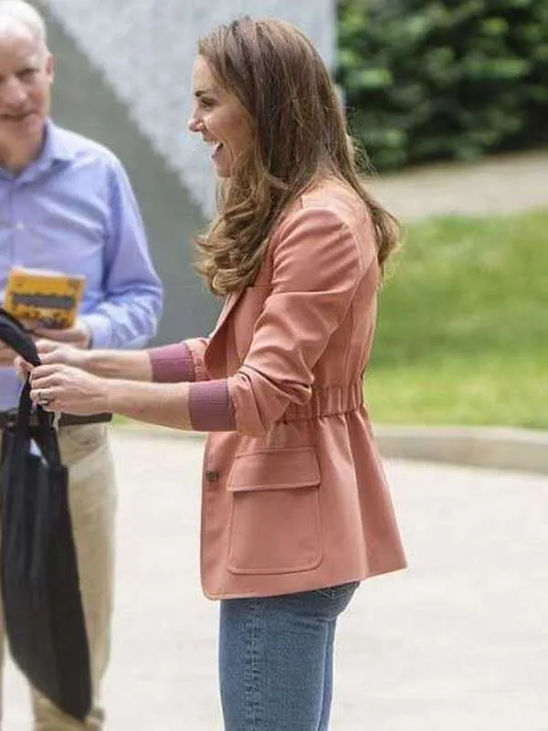 Kate Middleton Coral Cargo Blazer - New American Jackets