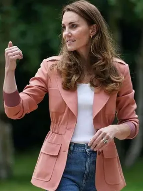 Kate Middleton Coral Cargo Blazer - New American Jackets