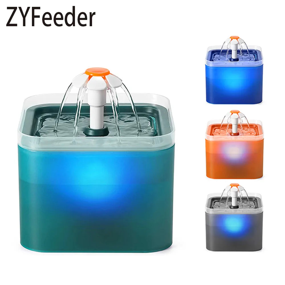 Keep Your Pets Hydrated with Our 2L Automatic Cats and Dogs Water Fountain - LED Lighting, USB Powered Pet Water Dispenser with 