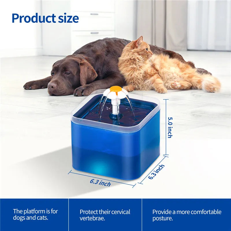 Keep Your Pets Hydrated with Our 2L Automatic Cats and Dogs Water Fountain - LED Lighting, USB Powered Pet Water Dispenser with 