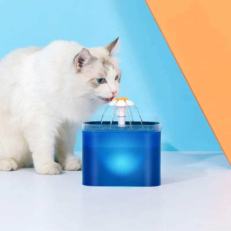 Keep Your Pets Hydrated with Our 2L Automatic Cats and Dogs Water Fountain - LED Lighting, USB Powered Pet Water Dispenser with 