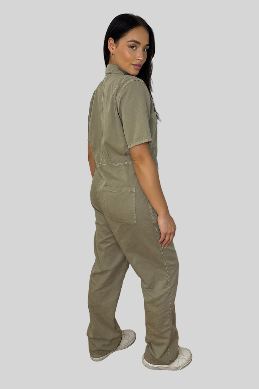 Light Khaki Denim Boiler Jumpsuit