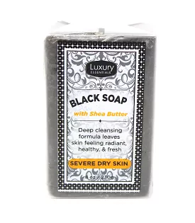 LUXYRYESSENTIALS Black Soap Jabón en Barra Con Karité