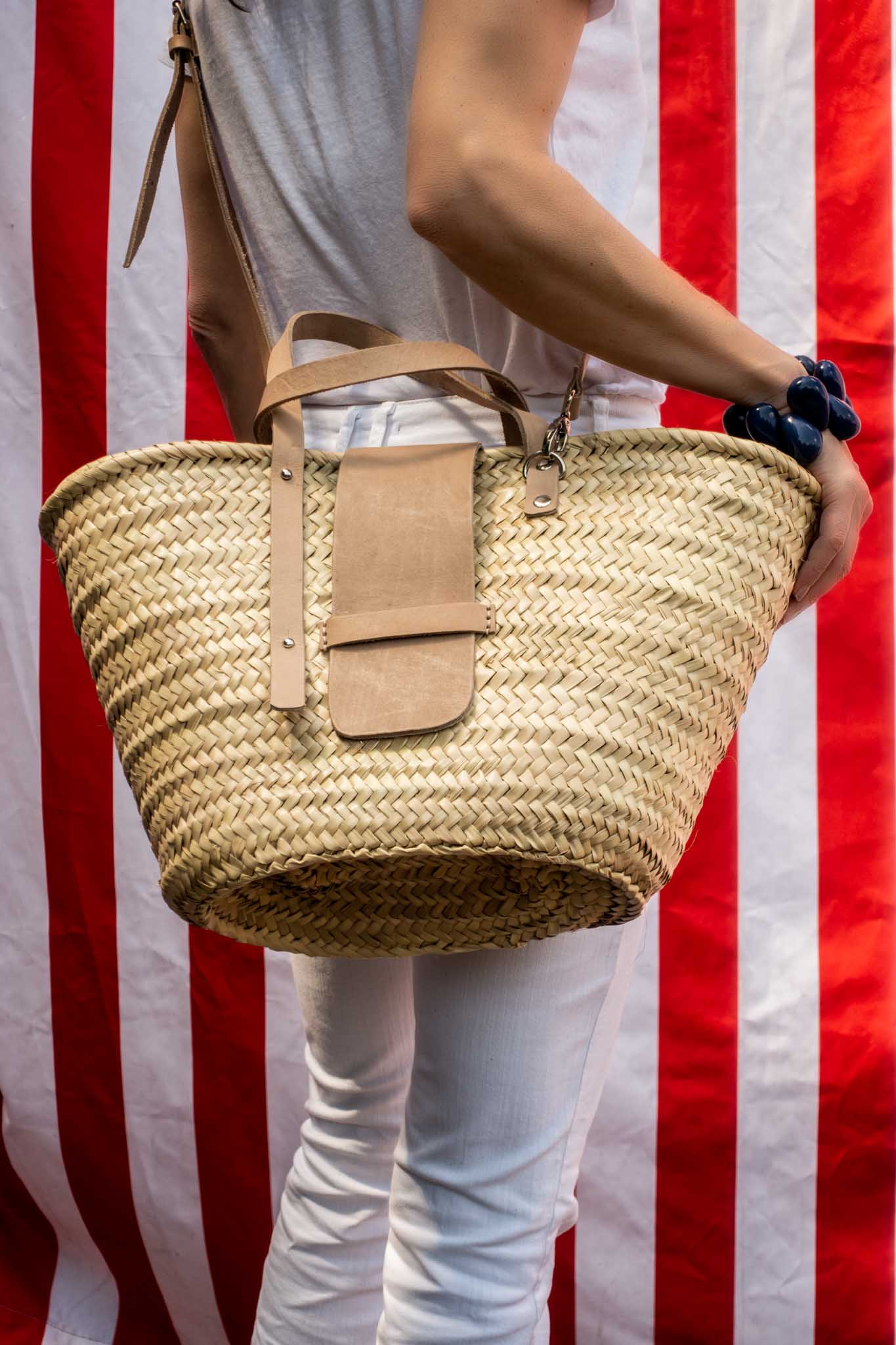 MacKenzie Raffia City Basket in Light Brown