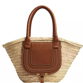 Marcie Raffia Basket Tote, Tan