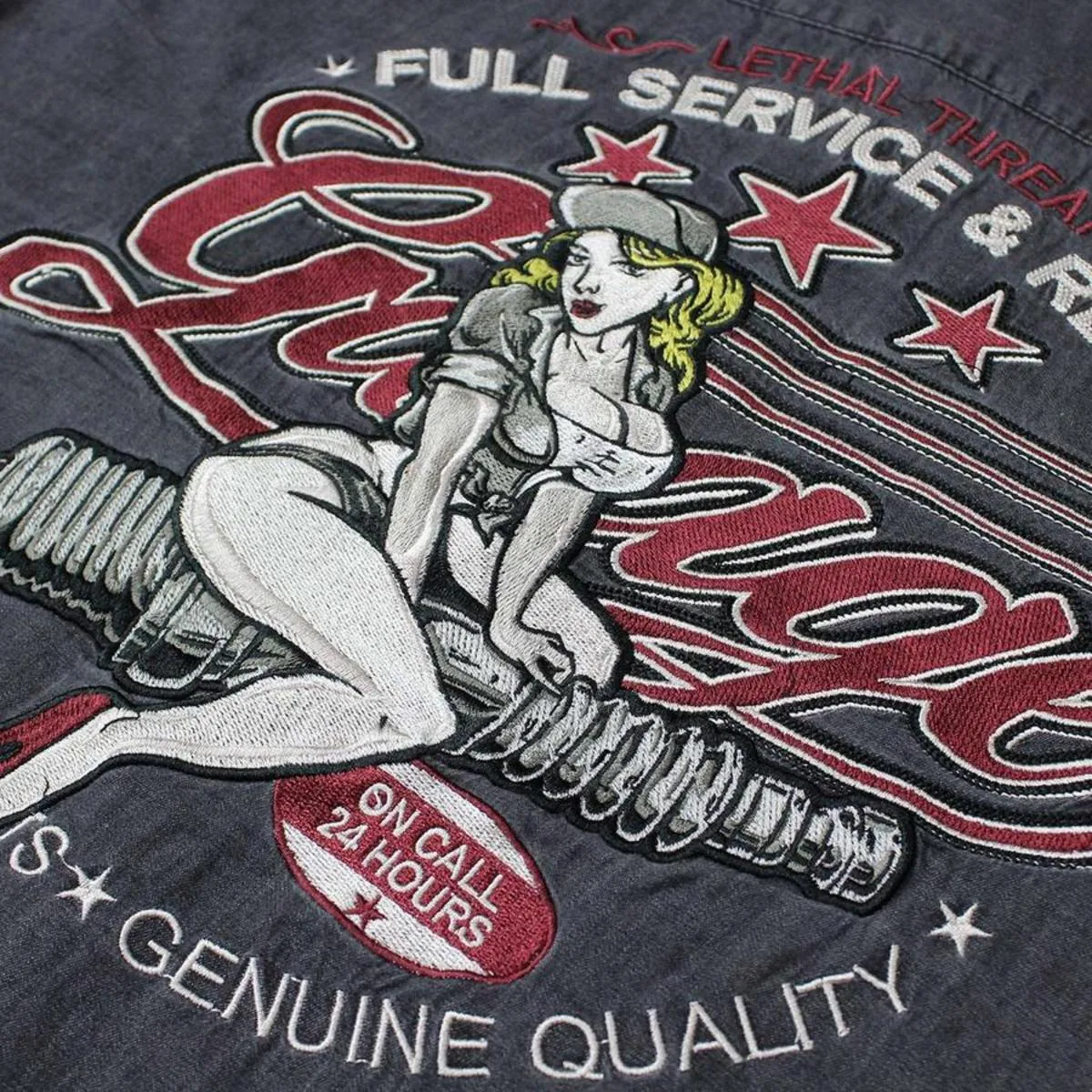 Men's shirt LETHAL THREAT - MOTOR GEAR FULL SERVICE PIN UP - BLACK - MG60120  -  Metal-shop