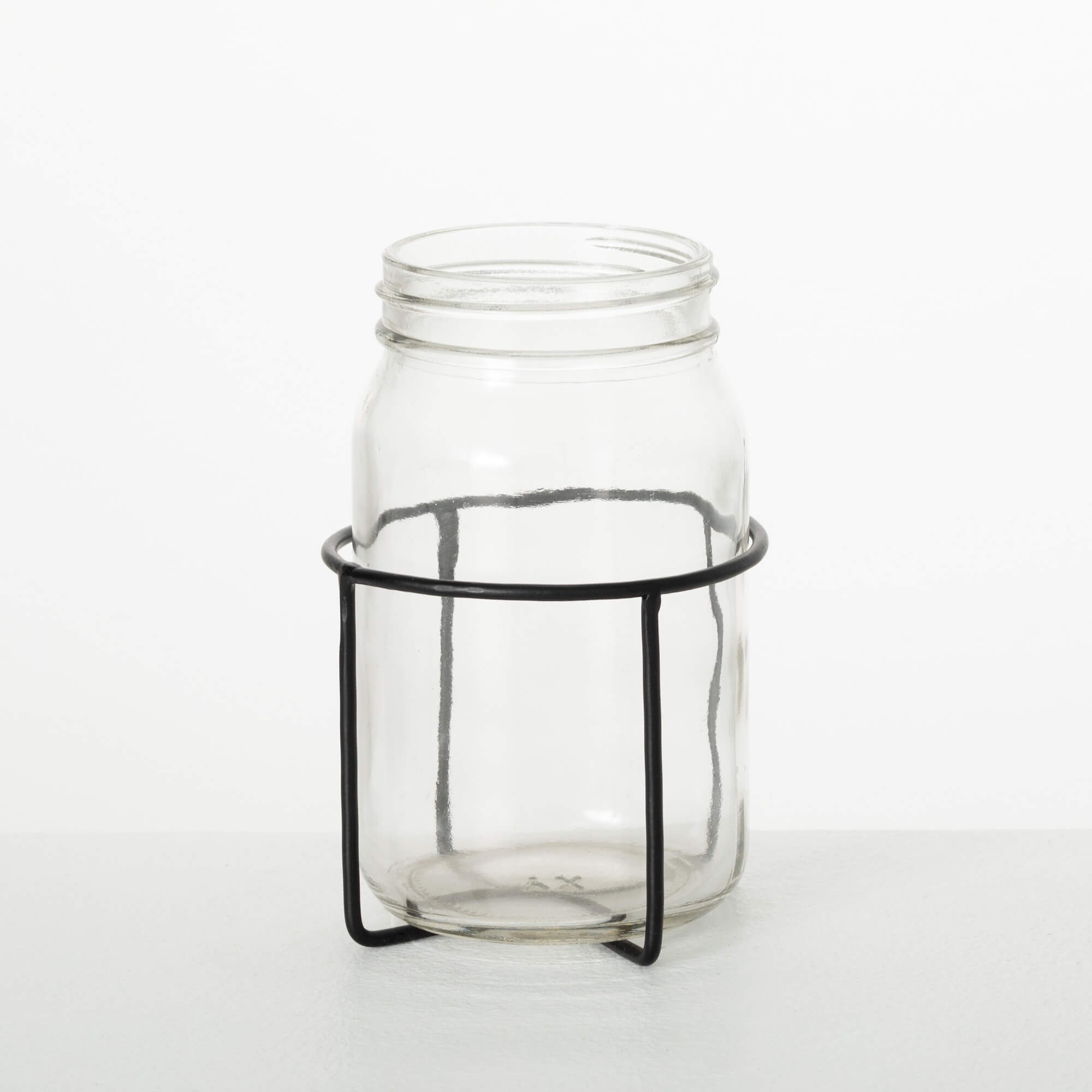 Modern Mason Jar In Black Cage