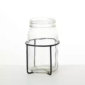 Modern Mason Jar In Black Cage