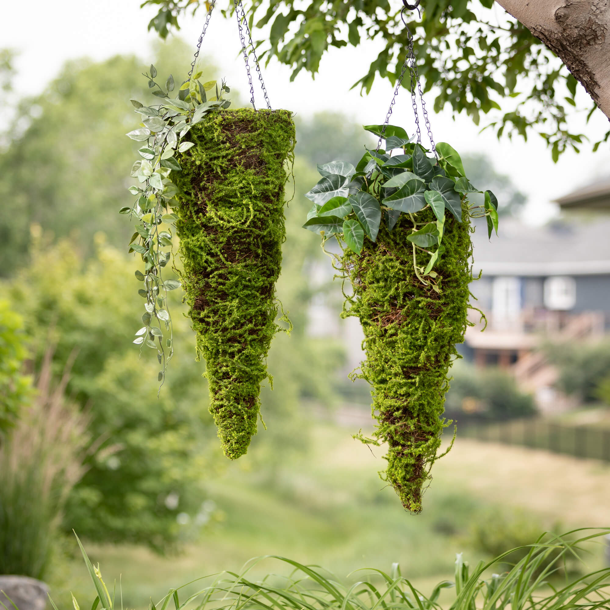 Moss Hanging Cone Basket Set