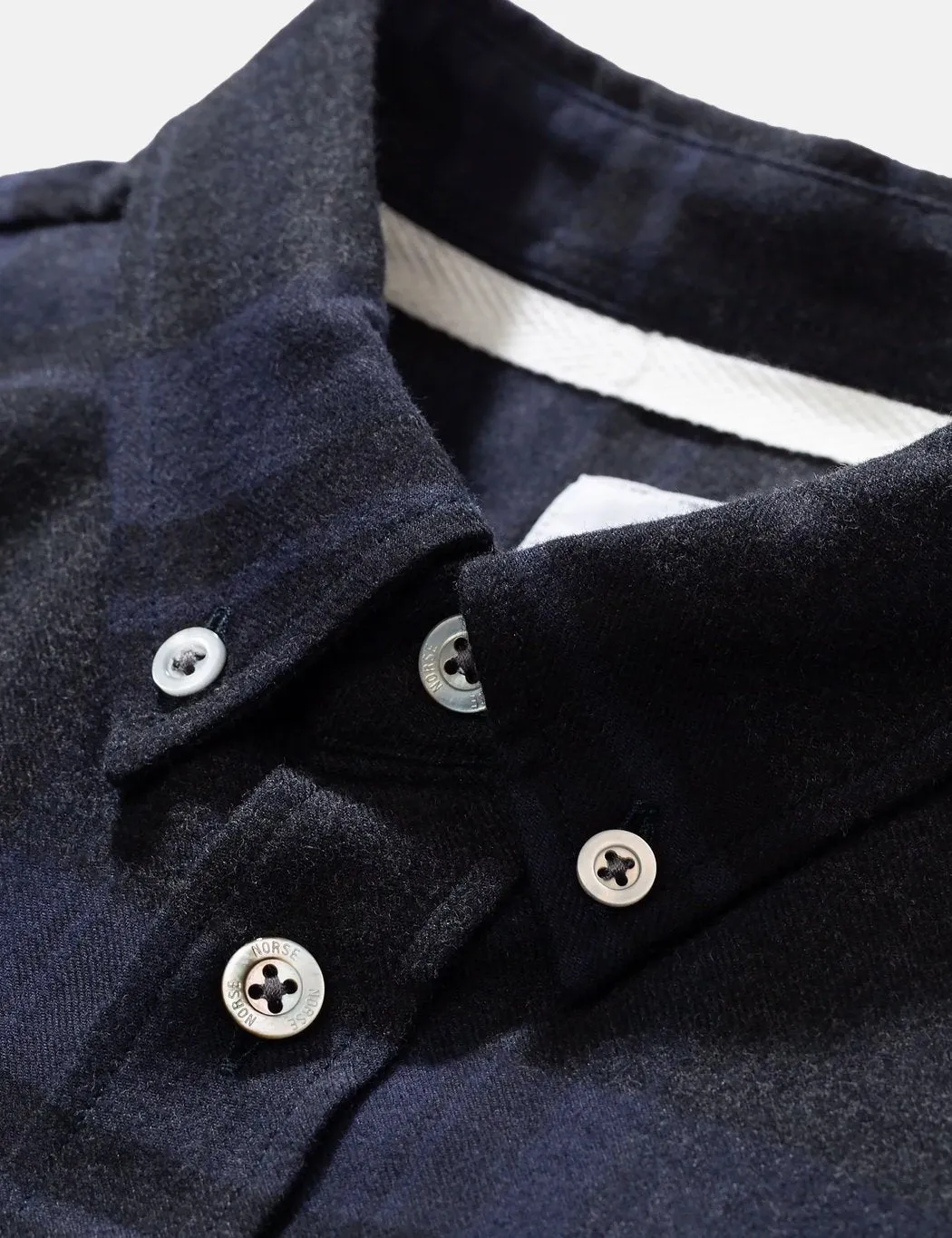 Norse Projects Anton Brushed Flannel Shirt (Check) - Dark Navy