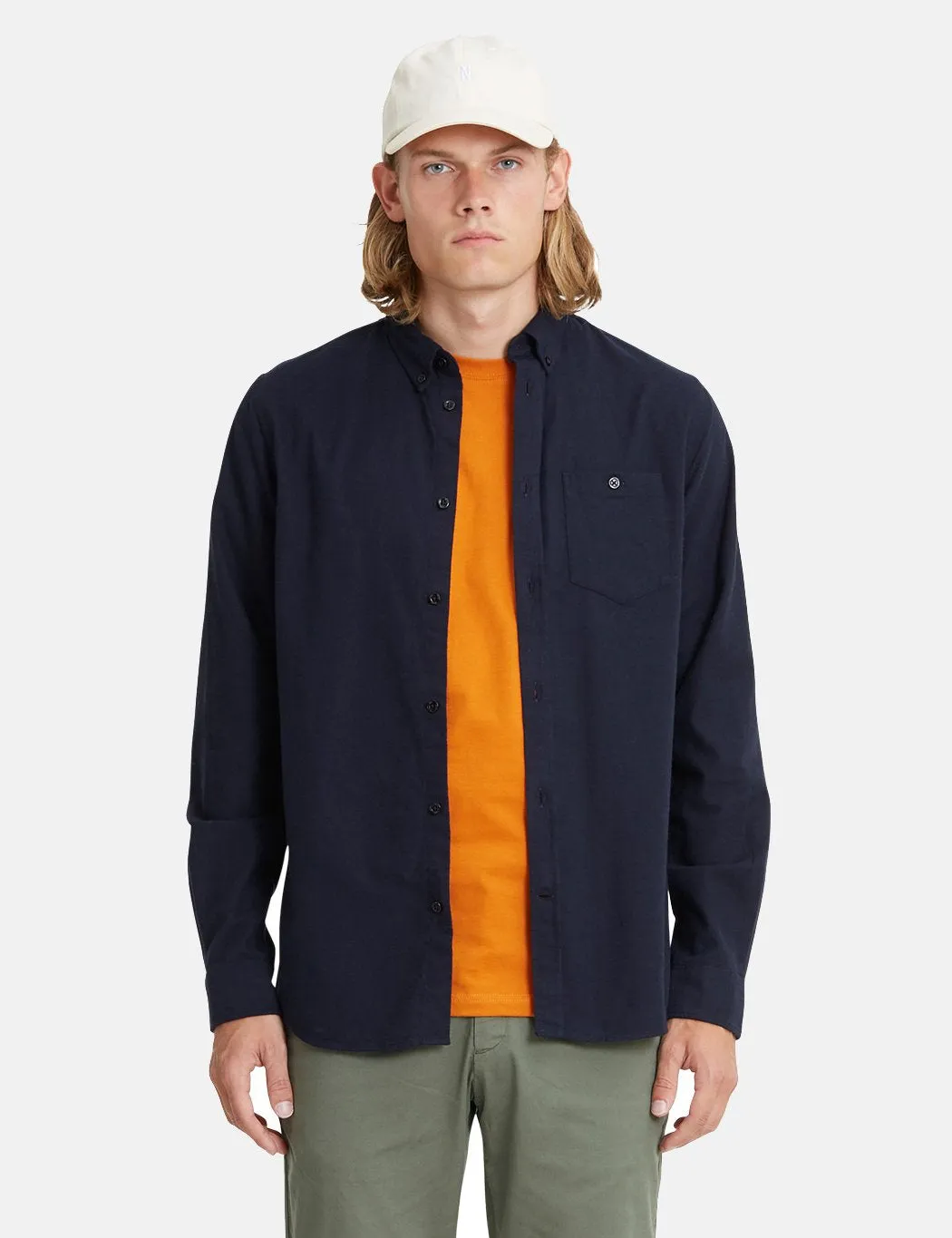 Norse Projects Anton Brushed Flannel Shirt - Dark Navy