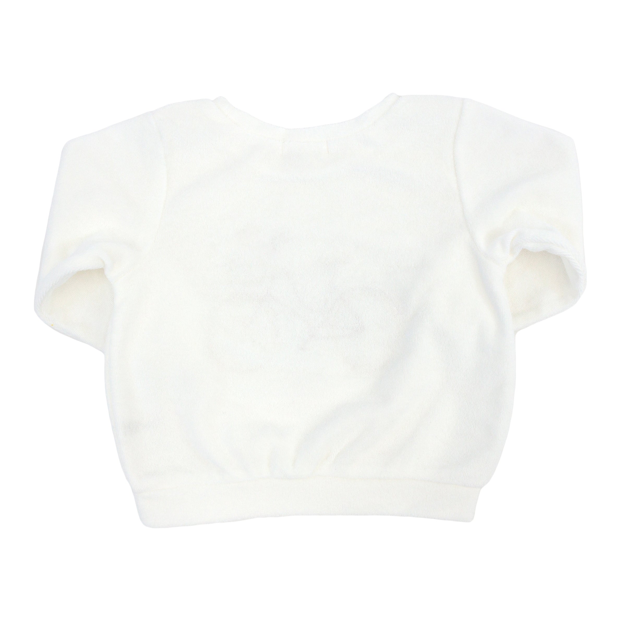 oh baby! Cotton Terry Boxy Sweatshirt - Bicycle Puppy Basket Applique - Snow