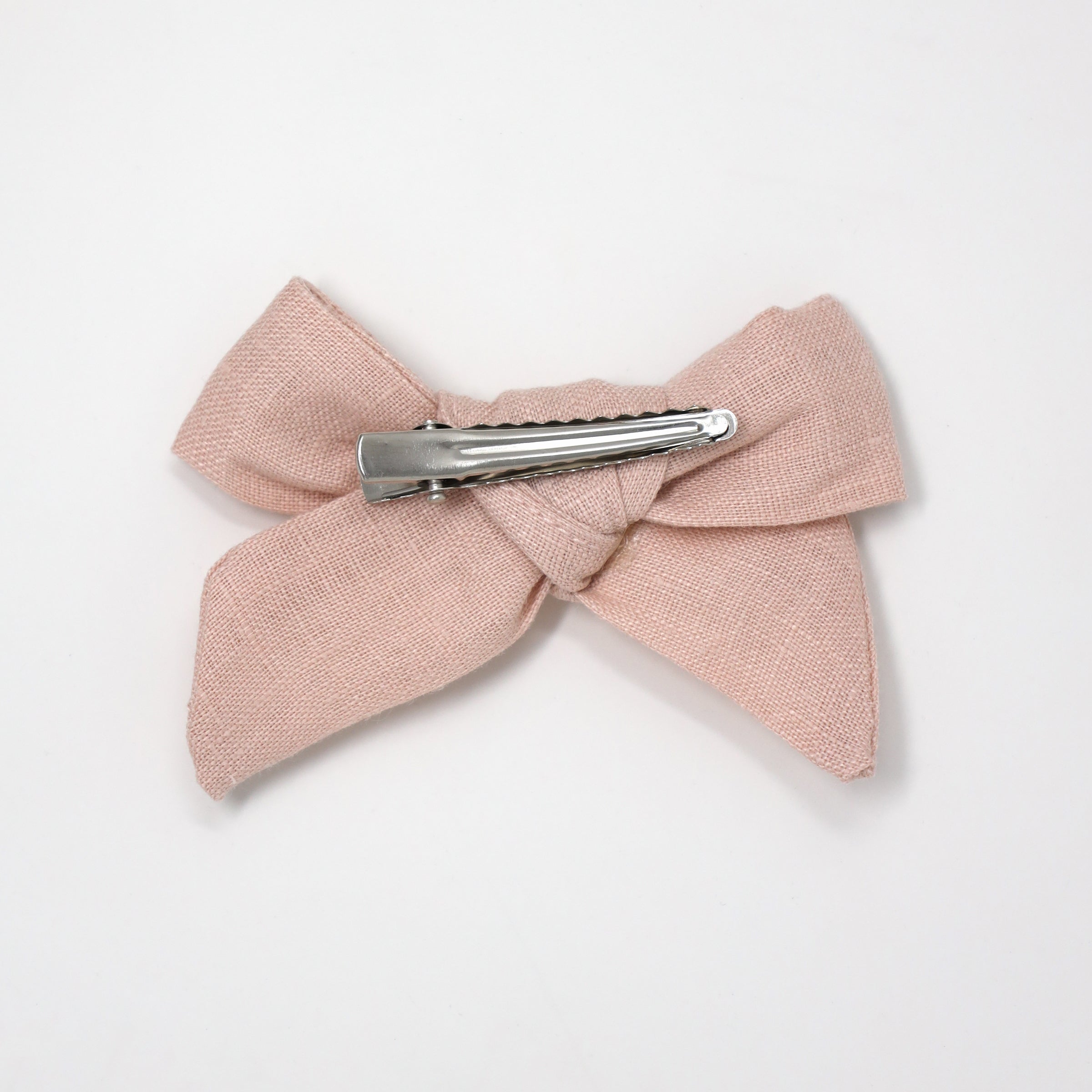 oh baby! School Girl Bow Linen Hair Clip Medium - Blush