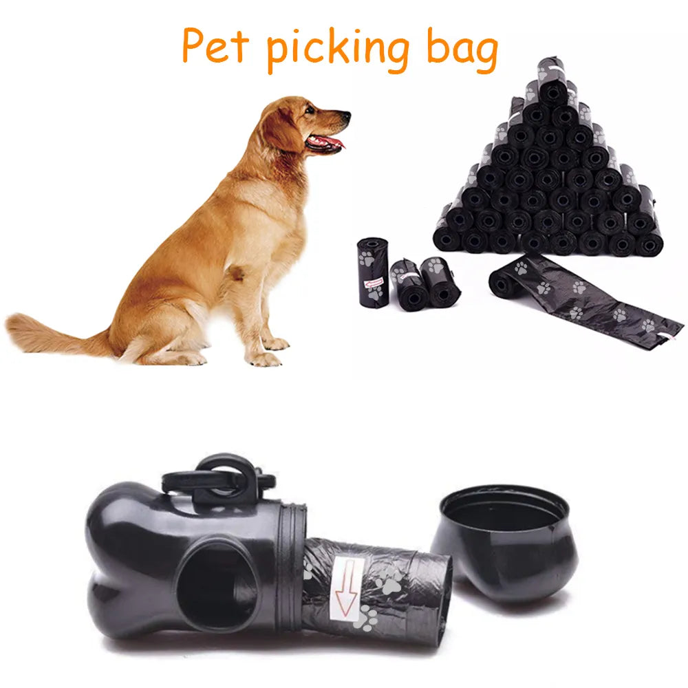 Pet Waste Bag Dispenser, Degradable Pet Dog Waste Poop Bag Pet Waste Clean Poop Bags 6pcs(1 bones 5 garbage bags)