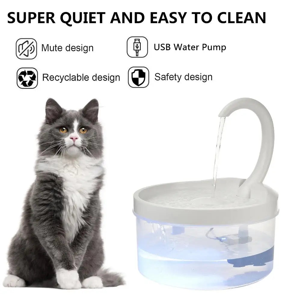 Pet Water Fountain Swan Neck Shaped Cat Water Dispenser Prevent Dry Burn Drinking Fountain 2L With LED Light Bird Dog Drink Bowl