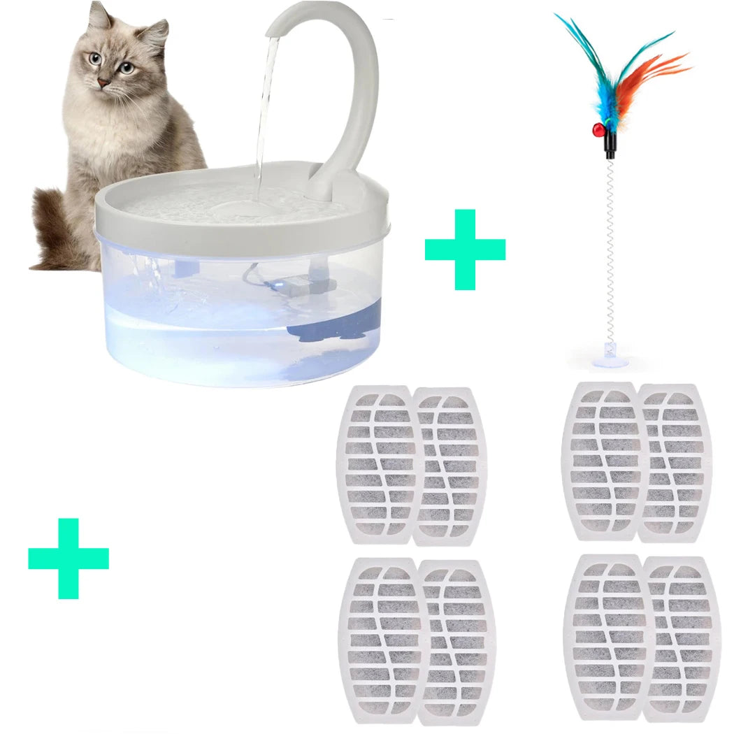 Pet Water Fountain Swan Neck Shaped Cat Water Dispenser Prevent Dry Burn Drinking Fountain 2L With LED Light Bird Dog Drink Bowl