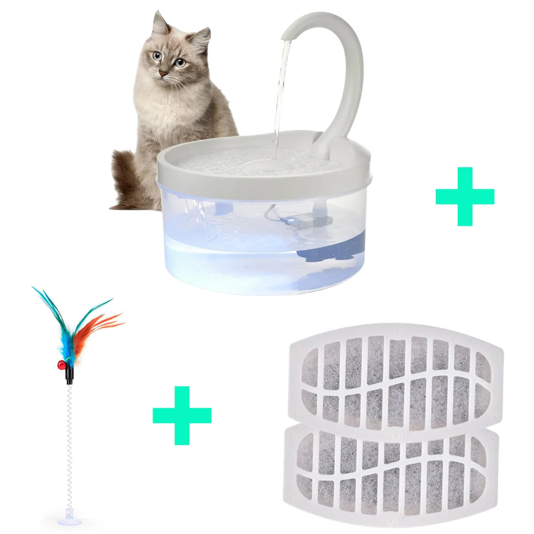 Pet Water Fountain Swan Neck Shaped Cat Water Dispenser Prevent Dry Burn Drinking Fountain 2L With LED Light Bird Dog Drink Bowl