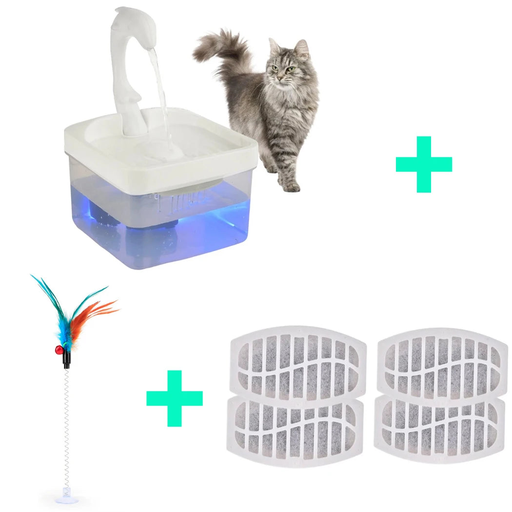 Pet Water Fountain Swan Neck Shaped Cat Water Dispenser Prevent Dry Burn Drinking Fountain 2L With LED Light Bird Dog Drink Bowl