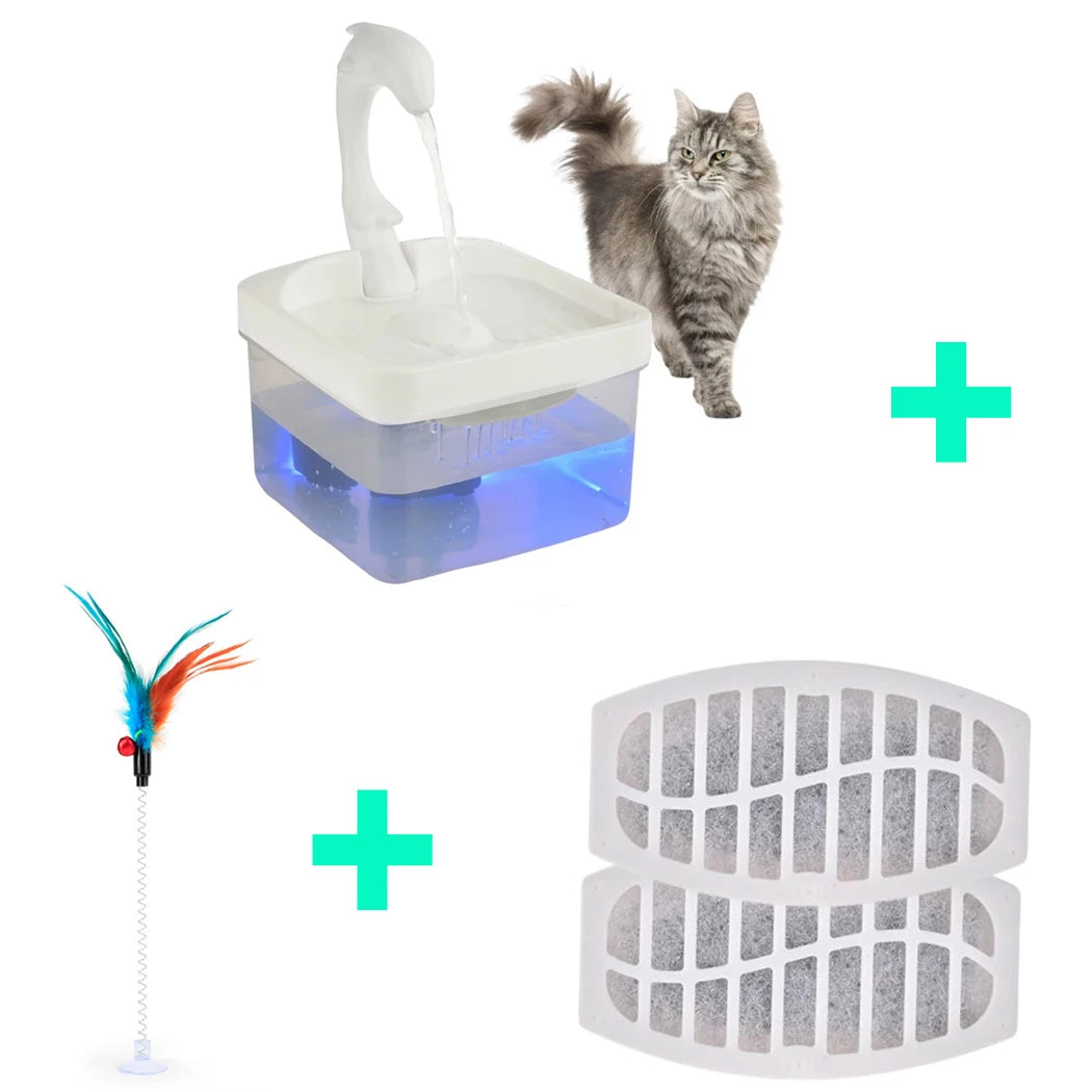 Pet Water Fountain Swan Neck Shaped Cat Water Dispenser Prevent Dry Burn Drinking Fountain 2L With LED Light Bird Dog Drink Bowl