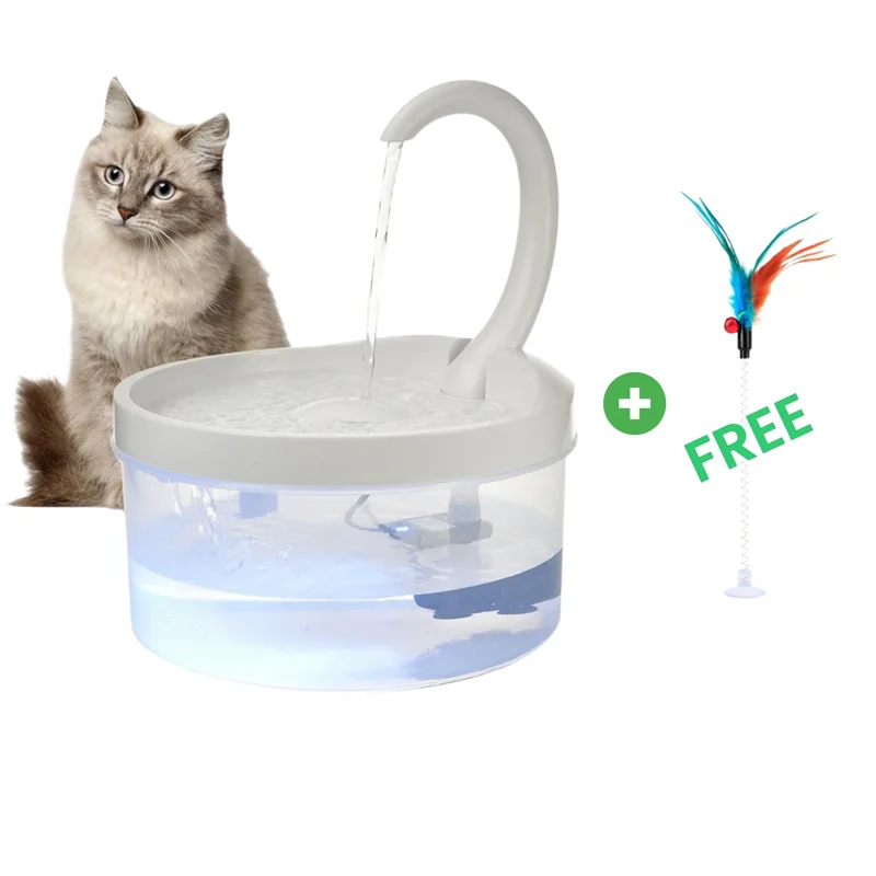 Pet Water Fountain Swan Neck Shaped Cat Water Dispenser Prevent Dry Burn Drinking Fountain 2L With LED Light Bird Dog Drink Bowl