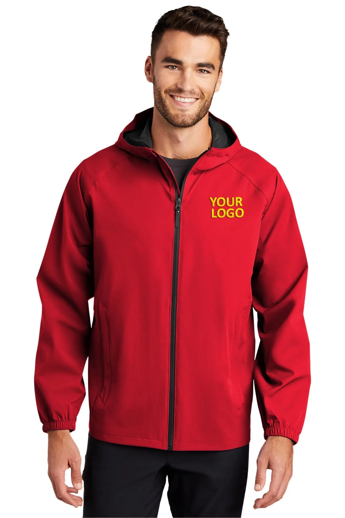 Port Authority Essential Branded Rain Jackets, Deep Red