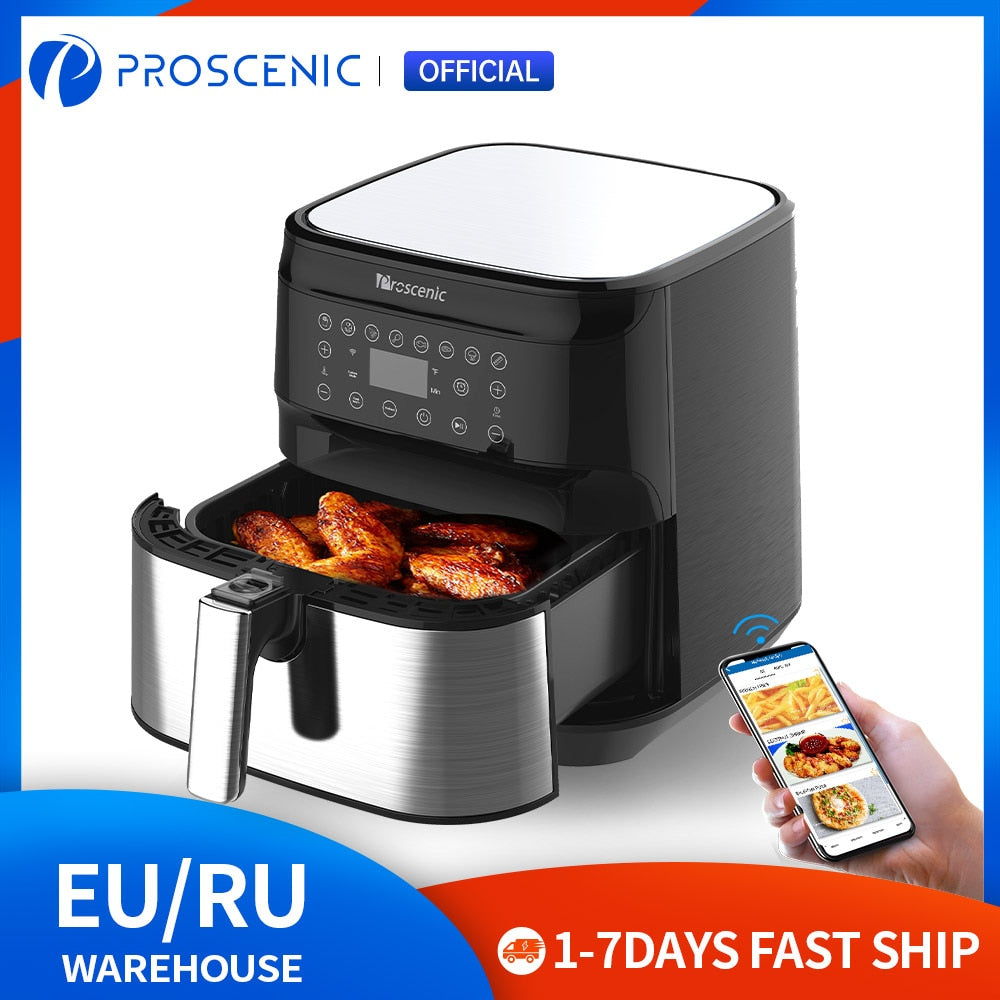 Proscenic T21 Air Fryer, 5.5L with Touch Screen Panel, APP and Voice Control, Nonstick Basket, Recipe Book, BPA and PFOA Free