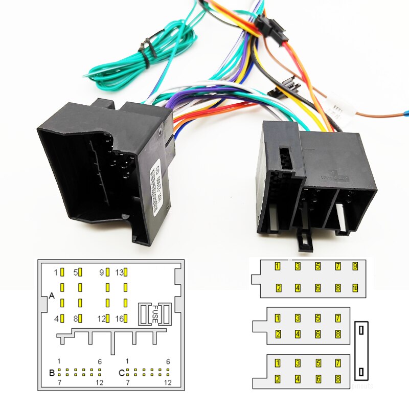 Quadlock ISO Wiring Harness CANBUS Decoder Box 16 Pin Plug Quad Lock Connector Car Android Radio Cable Adapter for Mercedes W203