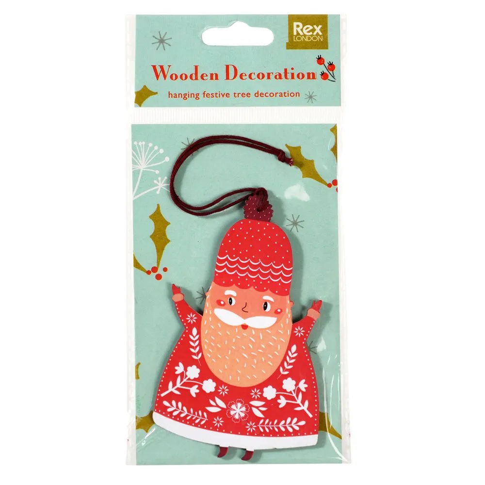 Rex of London Wooden Santa Decoration