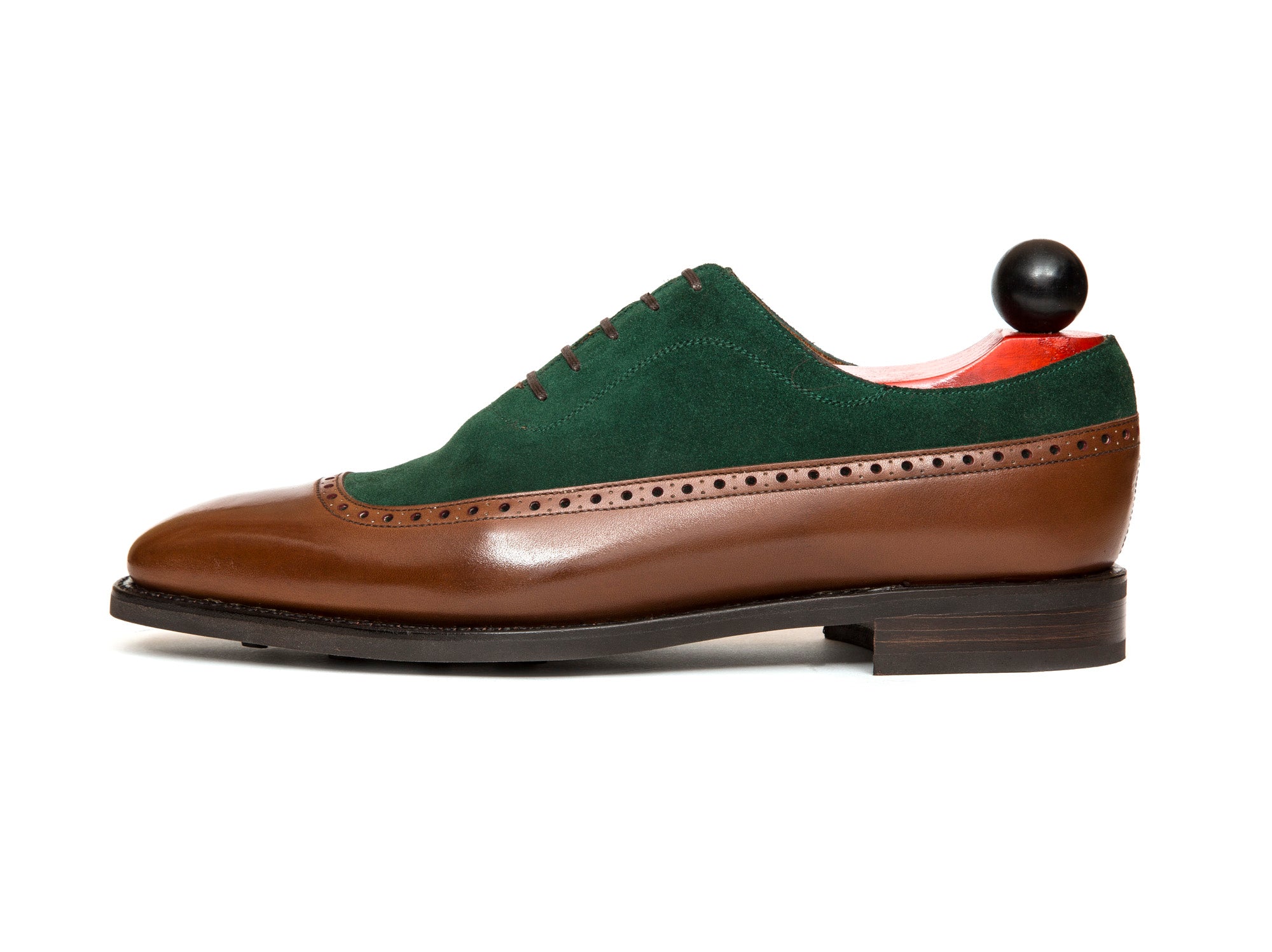 Sebastien - MTO - Caramel Calf / Bottle Green Suede - LPB Last - Country Rubber Sole