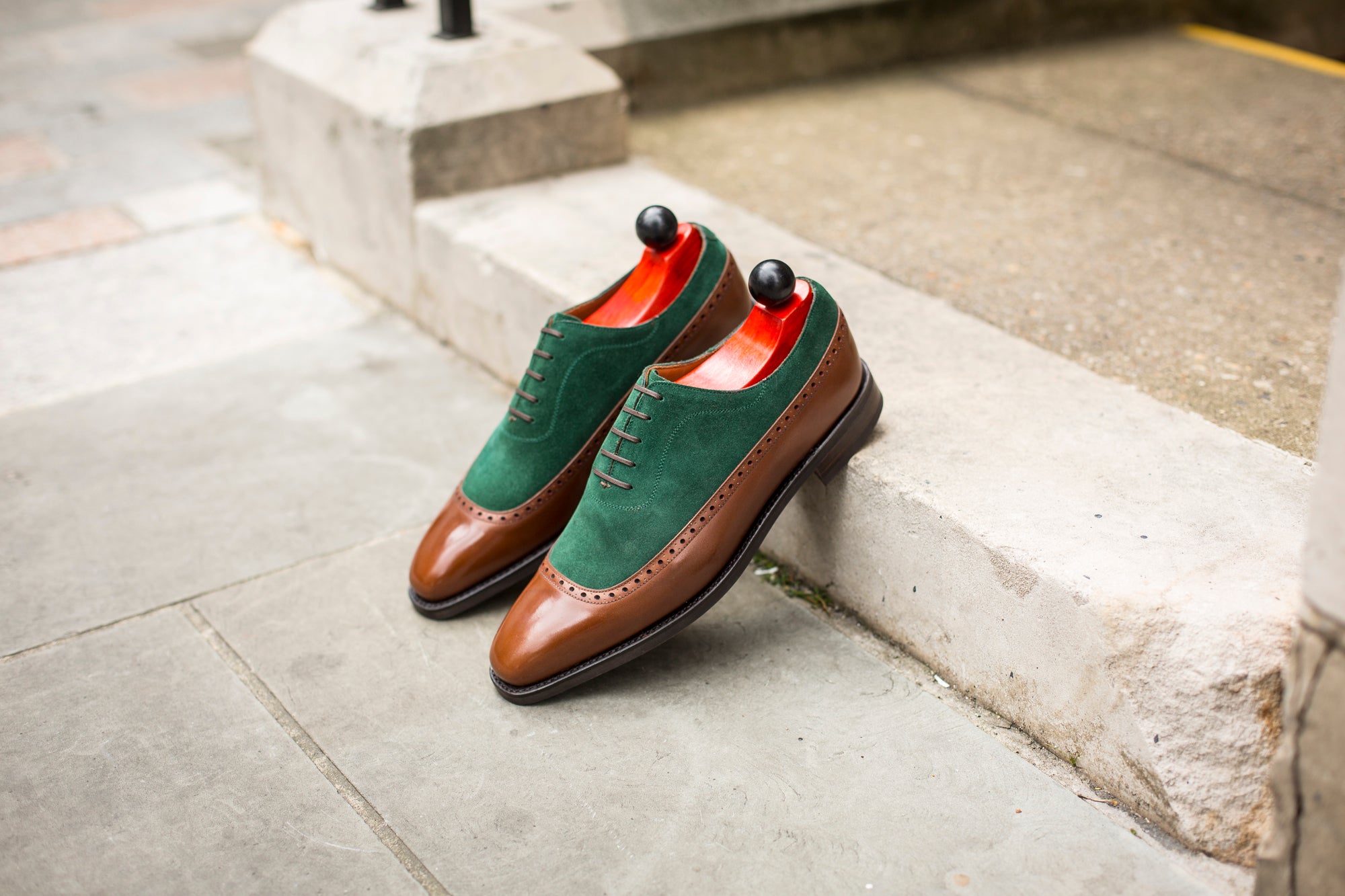 Sebastien - MTO - Caramel Calf / Bottle Green Suede - LPB Last - Country Rubber Sole