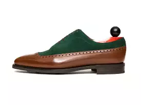 Sebastien - MTO - Caramel Calf / Bottle Green Suede - LPB Last - Country Rubber Sole