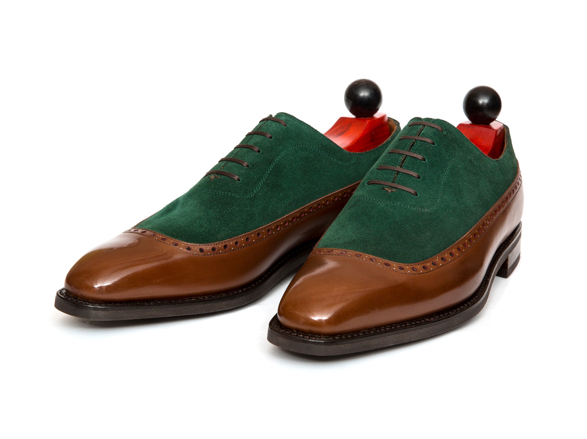 Sebastien - MTO - Caramel Calf / Bottle Green Suede - LPB Last - Country Rubber Sole