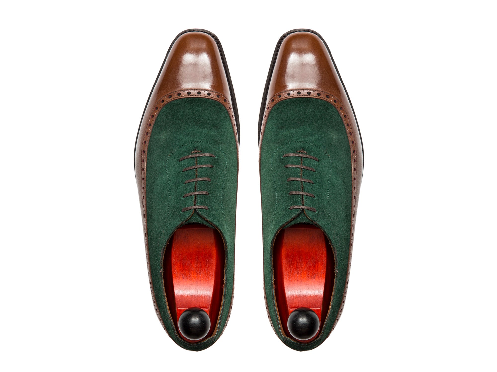 Sebastien - MTO - Caramel Calf / Bottle Green Suede - LPB Last - Country Rubber Sole