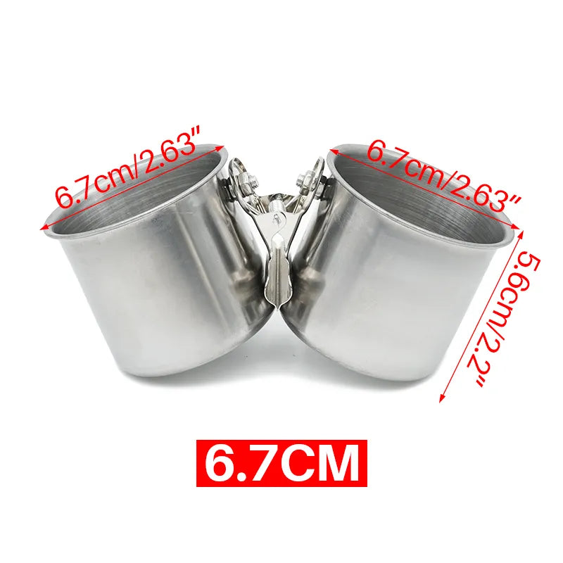 Stainless Steel Cage Stand Double Cups with Clip Bird Parrot Double Food Water Feeding Cups Dispenser Durable Pet Cage Supplies