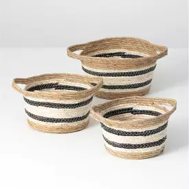 Striped Woven Basket Set/3