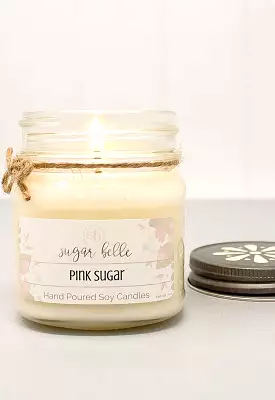 Sugar Belle - Pink Sugar Mason Jar Soy Candle 8OZ