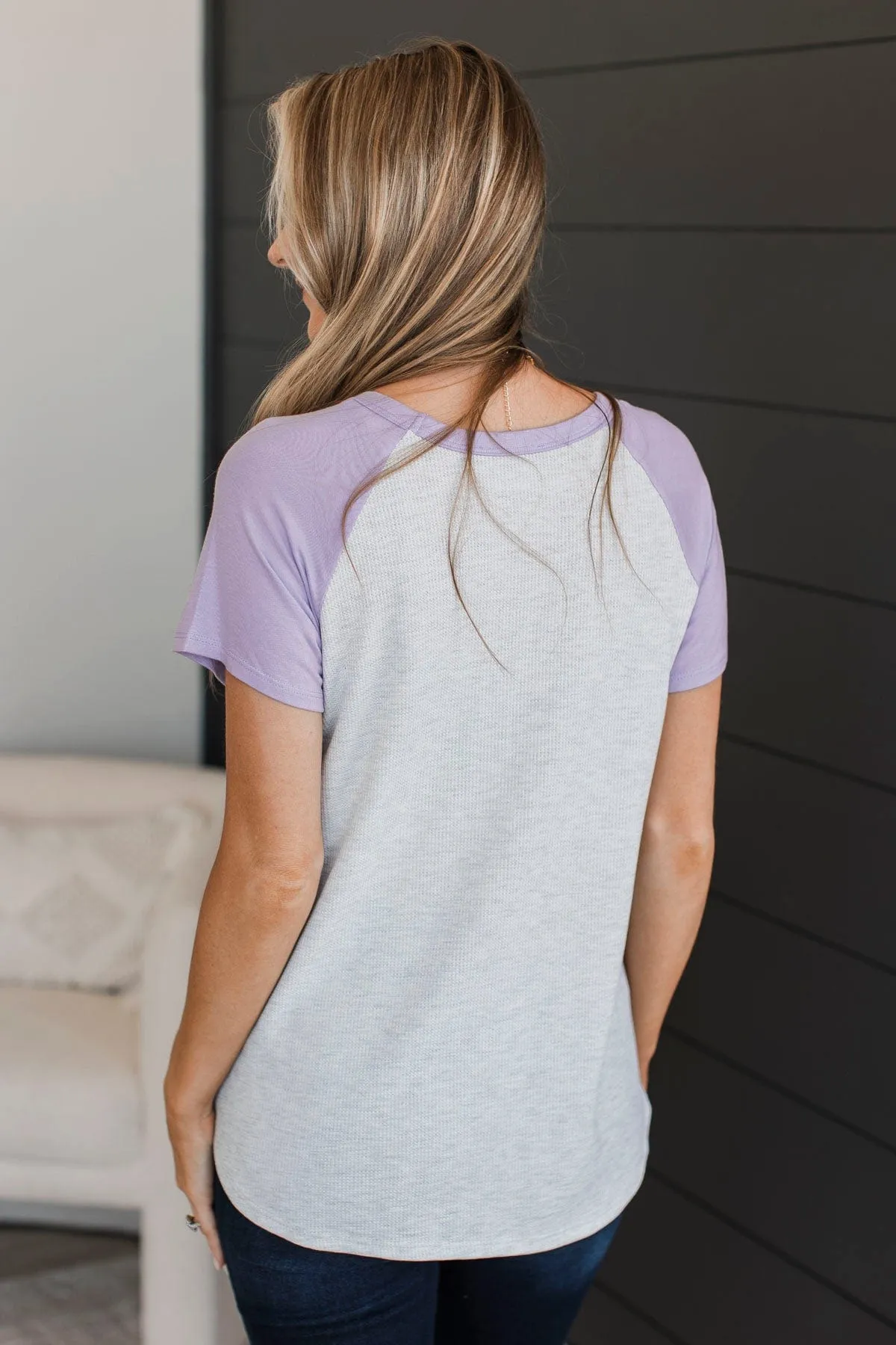 Things We Said Before Raglan Top- Lilac & Heather Grey