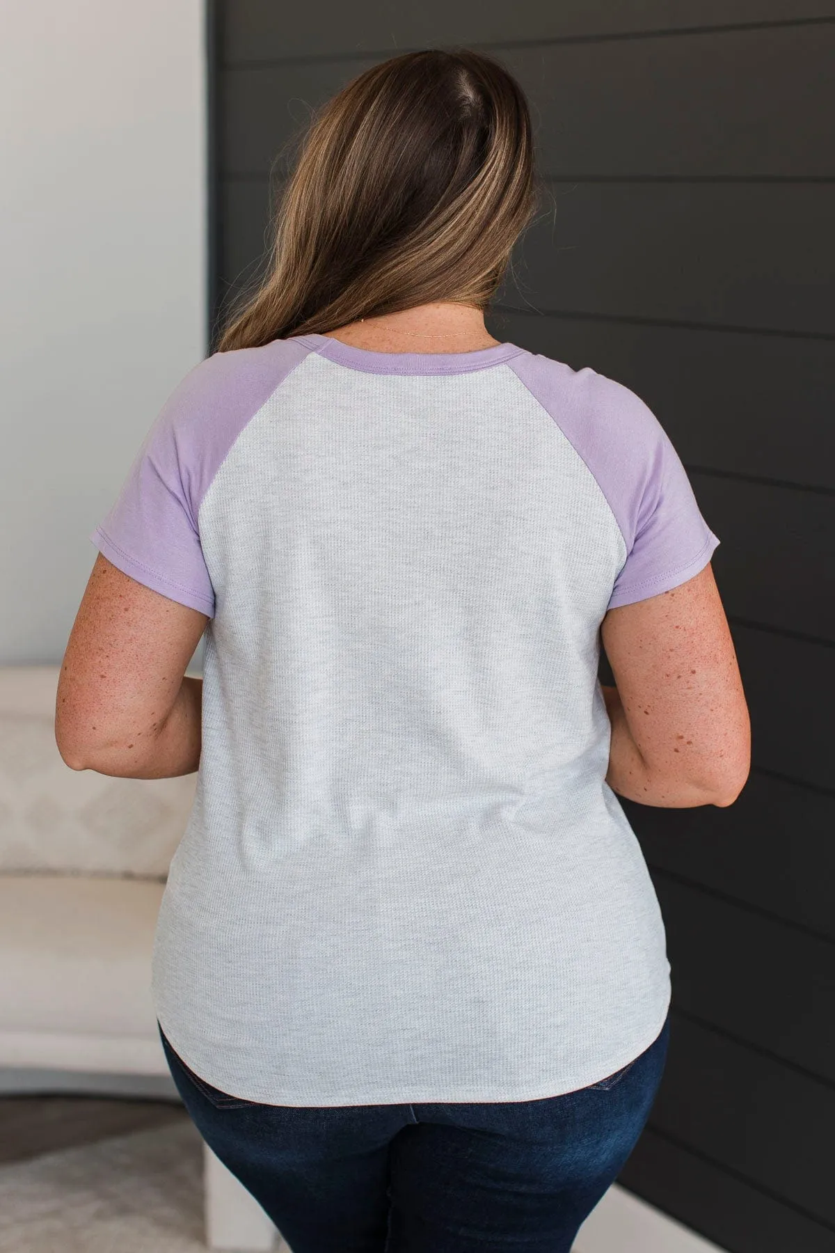 Things We Said Before Raglan Top- Lilac & Heather Grey