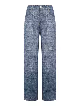 Viscose trousers with denim texture