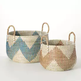 Zigzag Woven Basket Set Of 2